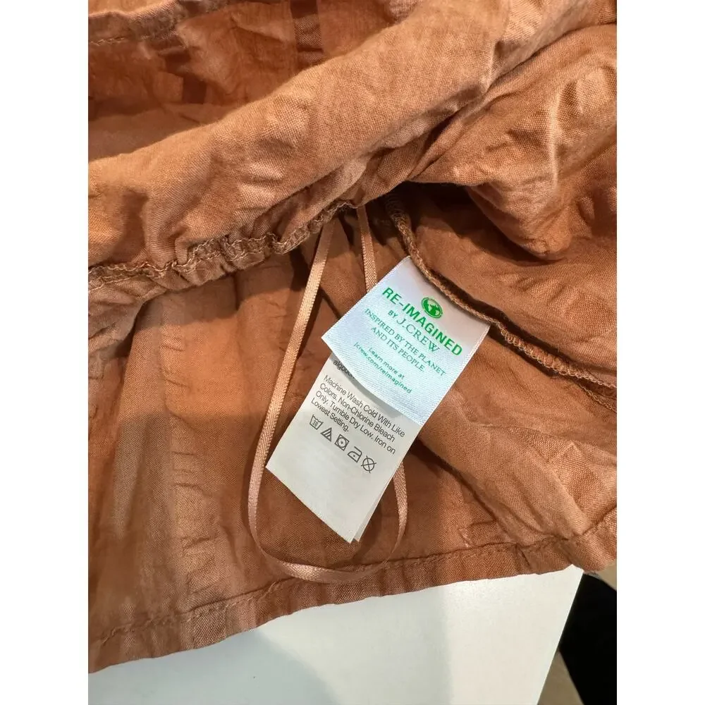 J. Crew Puff Sleeve Cotton Top Brown Size‎ Large Cropped
